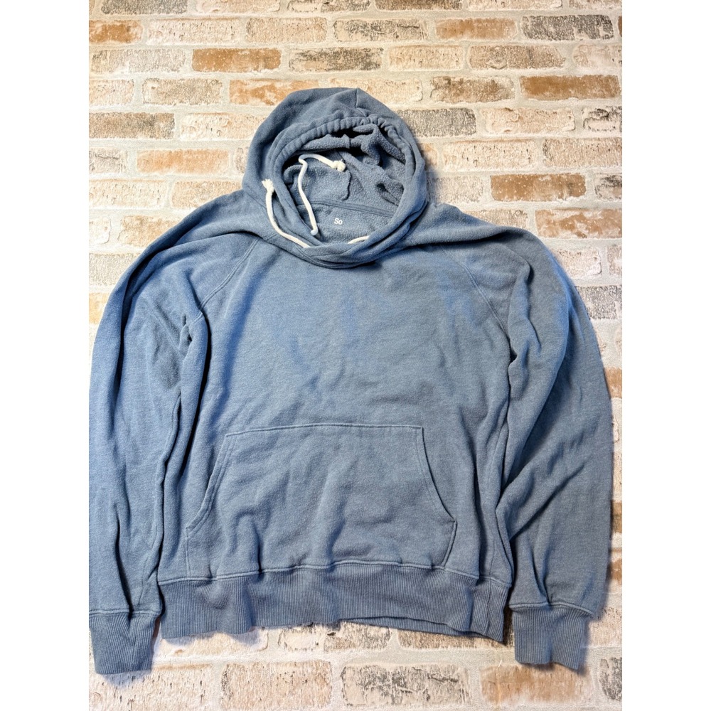 SO Womens Raglan Sleeve Hoodie Blue Pullover Sweatshirt Medium